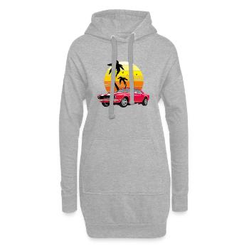 Klassisches rotes Retro-Auto - Hoodie-Kleid - Grau meliert - Vorne