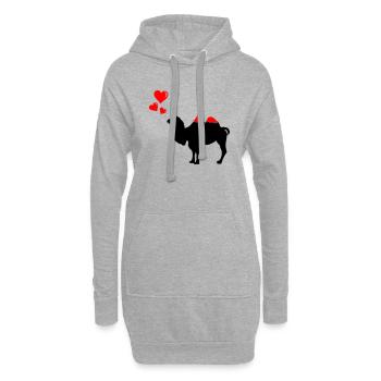 Chameau amoureux - Sweat-shirt à capuche long Femme - gris chiné - Devant