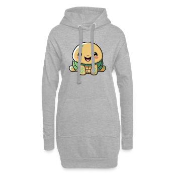 Kawaii Mignonne Happy Turtle - Sweat-shirt à capuche long Femme - gris chiné - Devant