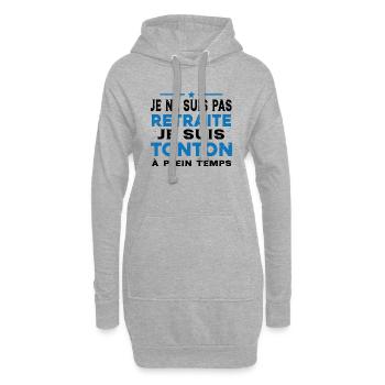 Tonton à Plein Temps Cadeau Retraite Tonton - Sweat-shirt à capuche long Femme - gris chiné - Devant