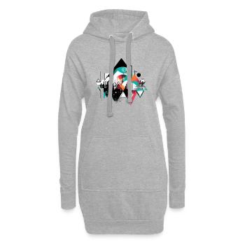 Urbane Geometrie - Hoodie-Kleid - Grau meliert - Vorne