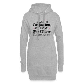 23 ans de perfection / cadeau anniversaire 23 ans - Sweat-shirt à capuche long Femme - gris chiné - Devant