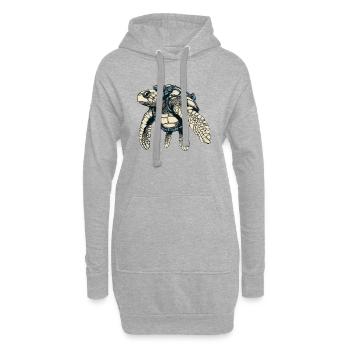 Schildkröten gibt es auch im Meer als Wildtier - Hoodie-Kleid - Grau meliert - Vorne