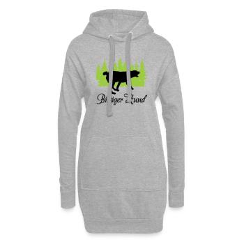 "Bissiger Hund: Wachsame Energie" - Hoodie-Kleid - Grau meliert - Vorne