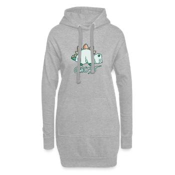 Stégosaure déguisé en fantôme, dino - Sweat-shirt à capuche long Femme - gris chiné - Devant