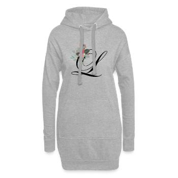 Lettre l fleuris - Sweat-shirt à capuche long Femme - gris chiné - Devant