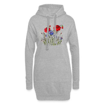 Blumen - Hoodie-Kleid - Grau meliert - Vorne