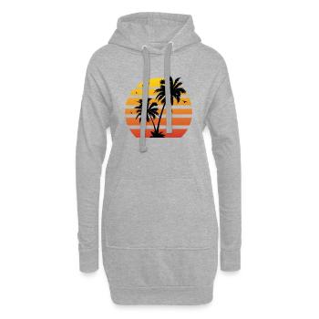 Retro Palme | Sommer | Urlaub - Hoodie-Kleid - Grau meliert - Vorne