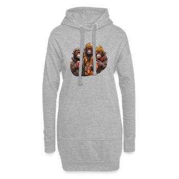 Gang de chimpanzés cool avec de la bière - Sweat-shirt à capuche long Femme - gris chiné - Devant