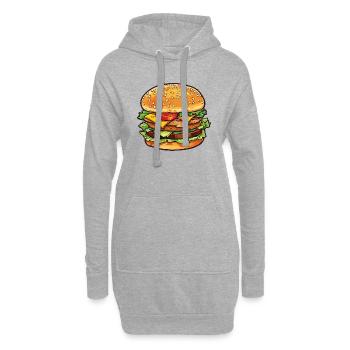 Burger juteux - Sweat-shirt à capuche long Femme - gris chiné - Devant