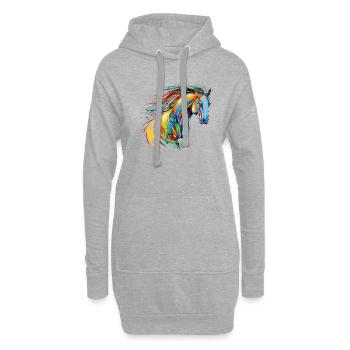 Flüstern des Windes: majestätisches Regenbogenpferd - Hoodie-Kleid - Grau meliert - Vorne
