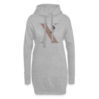 lettre x papillon magique - Sweat-shirt à capuche long Femme - gris chiné - Devant
