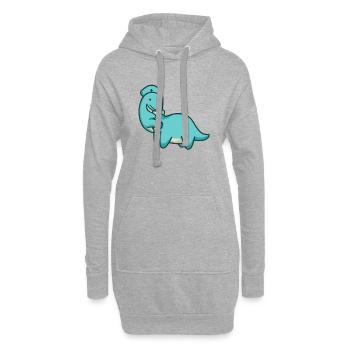 hugadino Dino Umarmung, süßer Dinosaurier - Hoodie-Kleid - Grau meliert - Vorne