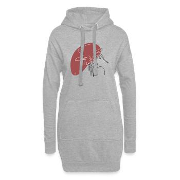 "Man with Hat", Boho Line Art Design, "Faces" - Hoodie Dress - heather grey - Front