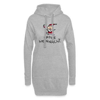 Weihnachtsmann mit Wein - Hoodie-Kleid - Grau meliert - Vorne