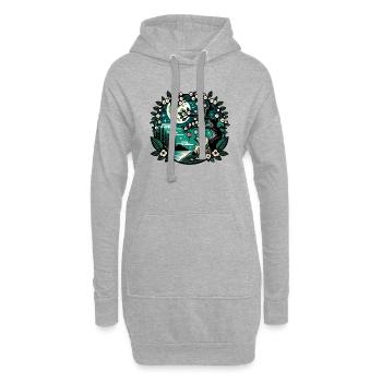 une personne lisant inspiré d'art chinois - Sweat-shirt à capuche long Femme - gris chiné - Devant