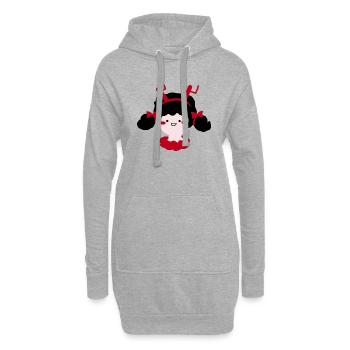Petite fille avec des bois de Noël sur la tête - Sweat-shirt à capuche long Femme - gris chiné - Devant