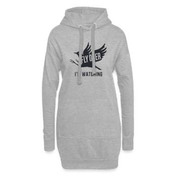 "Flieg, ich schaue"-Slogan mit Vogel - Hoodie-Kleid - Grau meliert - Vorne