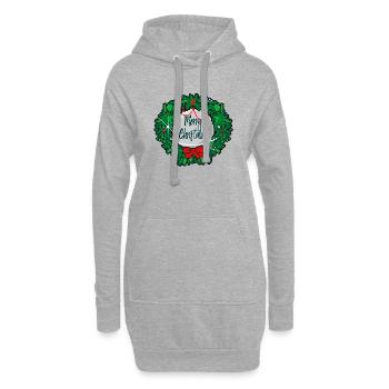 Weihnachtskranz Frohe Weihnachten ohne - Hoodie-Kleid - Grau meliert - Vorne