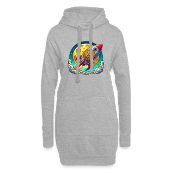Vers la Lune ! 🚀 Fusée Bitcoin - Sweat-shirt à capuche long Femme - gris chiné - Devant