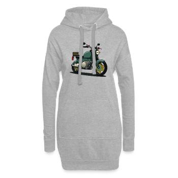 Retro-Fahrrad - Hoodie-Kleid - Grau meliert - Vorne