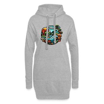 Farbenfroher Fluss - Hoodie-Kleid - Grau meliert - Vorne