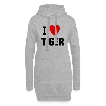 Ich liebe Tiger - Hoodie-Kleid - Grau meliert - Vorne