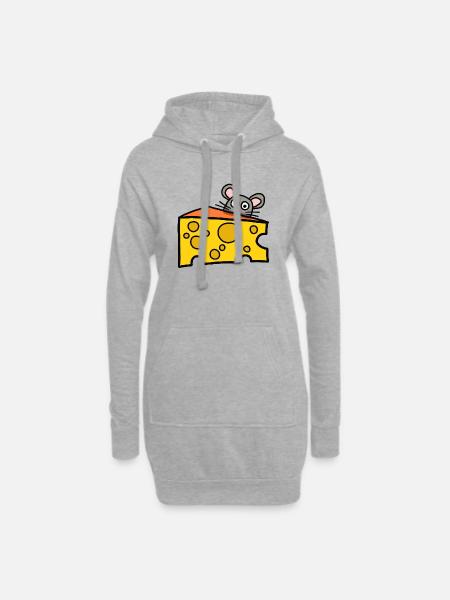 lustige Maus - Hoodie-Kleid - Grau meliert