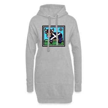Vache écossaise des Highlands - Pop Art - Sweat-shirt à capuche long Femme - gris chiné - Devant