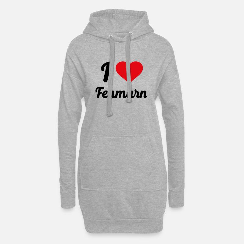 I Love Fehmarn - Hoodie-Kleid - Grau meliert