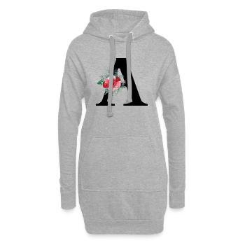Lettre a floral rouge - Sweat-shirt à capuche long Femme - gris chiné - Devant