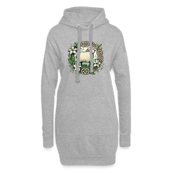 Moutons de printemps - Sweat-shirt à capuche long Femme - gris chiné - Devant