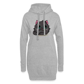 Schwarze Katze! - Hoodie-Kleid - Grau meliert - Vorne