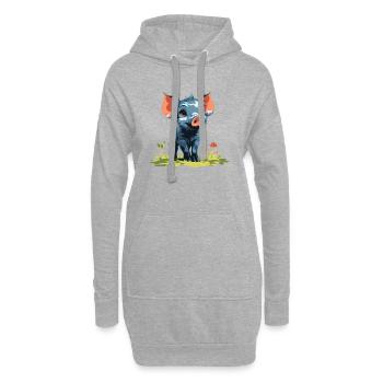 Bébé cochon - Sweat-shirt à capuche long Femme - gris chiné - Devant