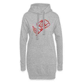 Jolie belle fleur de rose feuille roses romantique - Sweat-shirt à capuche long Femme - gris chiné - Devant