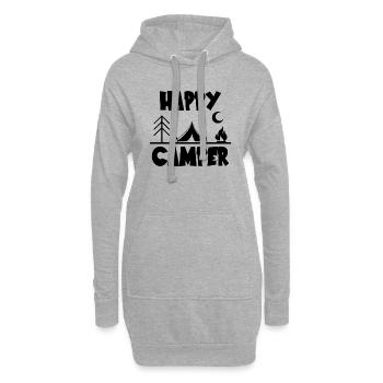 Camping camping-car caravane aventure - Sweat-shirt à capuche long Femme - gris chiné - Devant