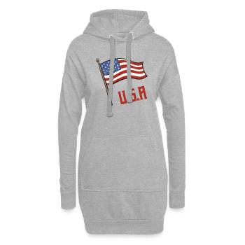 Drapeau des États-Unis - Sweat-shirt à capuche long Femme - gris chiné - Devant