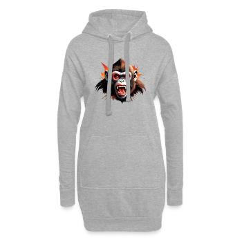 Wilder Affe Schimpanse in lebendiger Illustration - Hoodie-Kleid - Grau meliert - Vorne