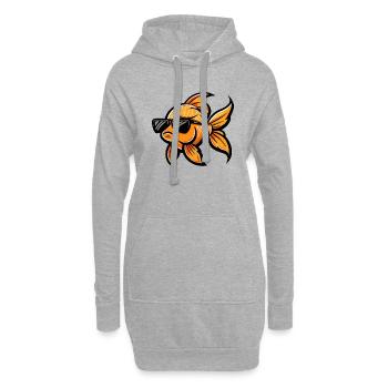 Poisson rouge Bande dessinée Cool - Sweat-shirt à capuche long Femme - gris chiné - Devant