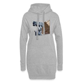 Ich drehe meine Zeit - Hoodie-Kleid - Grau meliert - Vorne