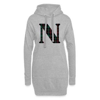 Monogramme n tartan écossais - Sweat-shirt à capuche long Femme - gris chiné - Devant