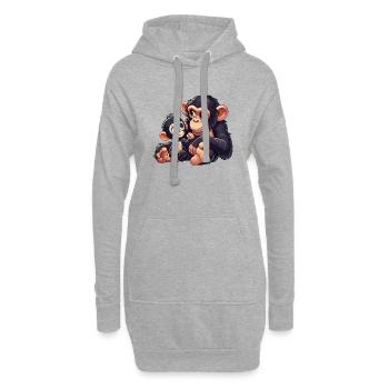 Mère chimpanzé avec enfant - Sweat-shirt à capuche long Femme - gris chiné - Devant