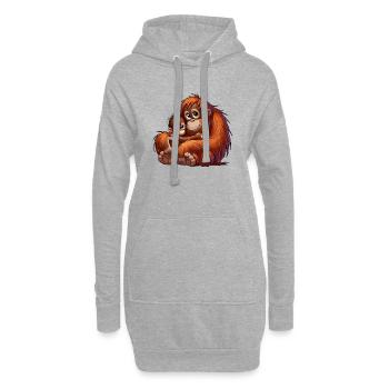Orang-Utan-Mutter mit Kind - Hoodie-Kleid - Grau meliert - Vorne