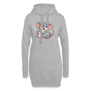Mouse mother with child frolicking - Hoodie Dress - heather grey - Front