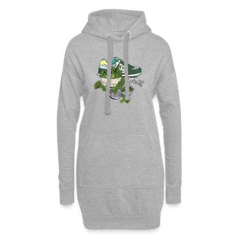 Sneaker (grün) // Illustration - Hoodie-Kleid - Grau meliert - Vorne