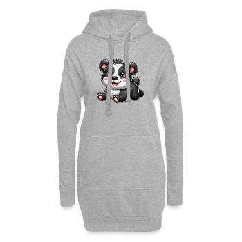 Bébé ours noir et blanc - Sweat-shirt à capuche long Femme - gris chiné - Devant