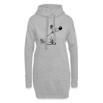 Chien Gros Nez Remuant Mignon Heureux - Sweat-shirt à capuche long Femme - gris chiné - Devant