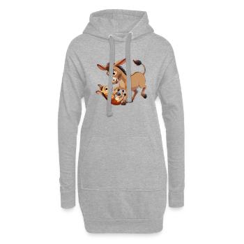 Eselmutter tollt mit Kind braun - Hoodie-Kleid - Grau meliert - Vorne