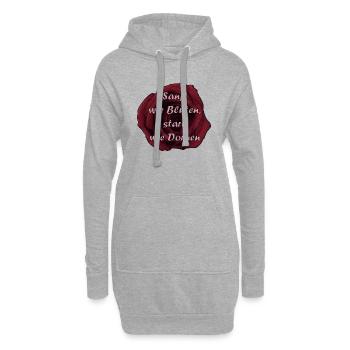 Sanft wie Blüten, stark wie Dornen - Rose - Hoodie-Kleid - Grau meliert - Vorne