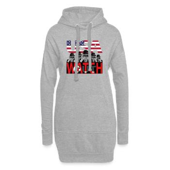 USA - watch out - Hoodie-Kleid - Grau meliert - Vorne